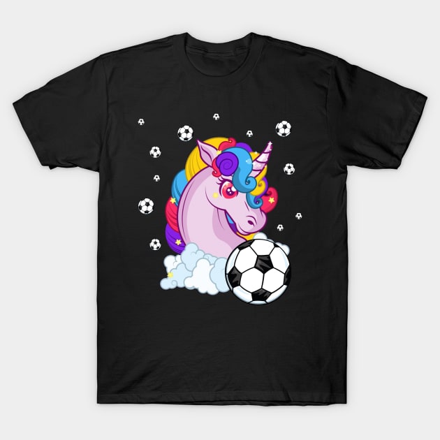 Cute Unicorn Football Ball Soccer T-Shirt for Girls Boys T-Shirt by Simpsonfft